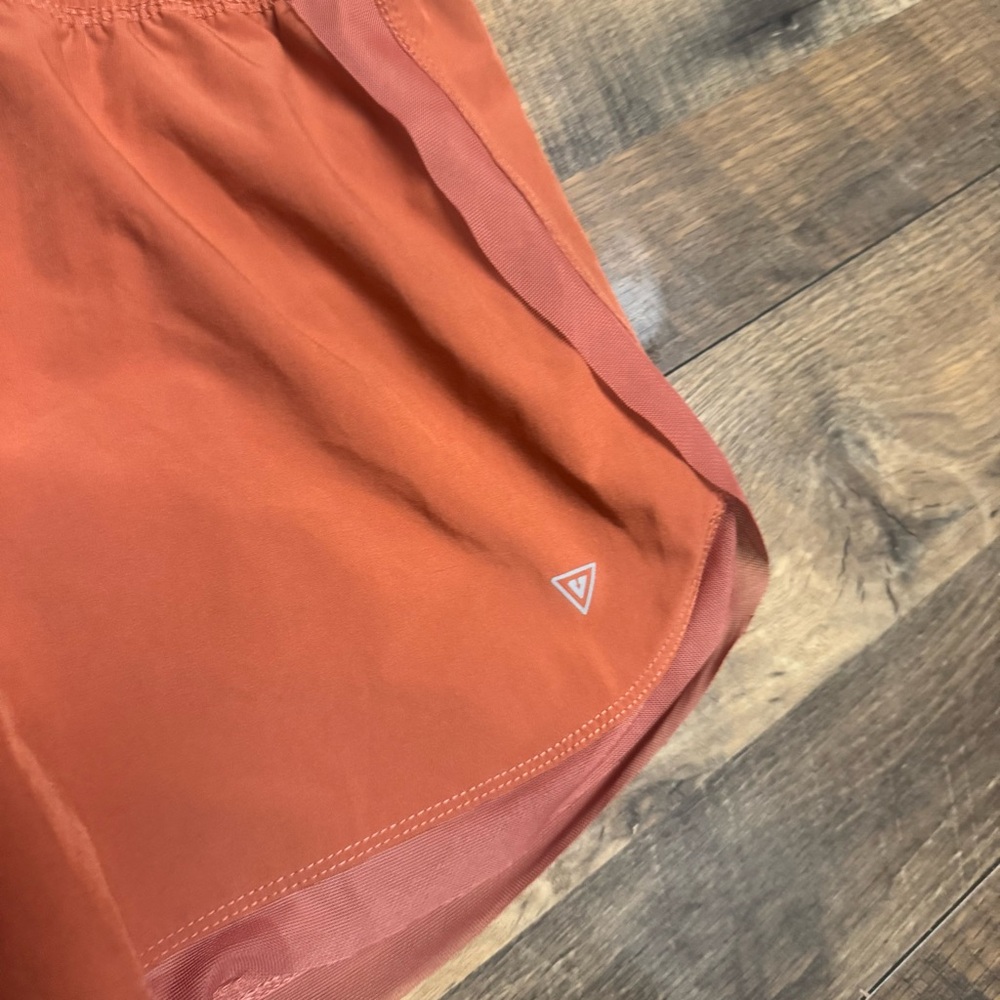 Women’s Athletic Rust Orange Running Shorts with Elastic Waist - Picture 2 of 6